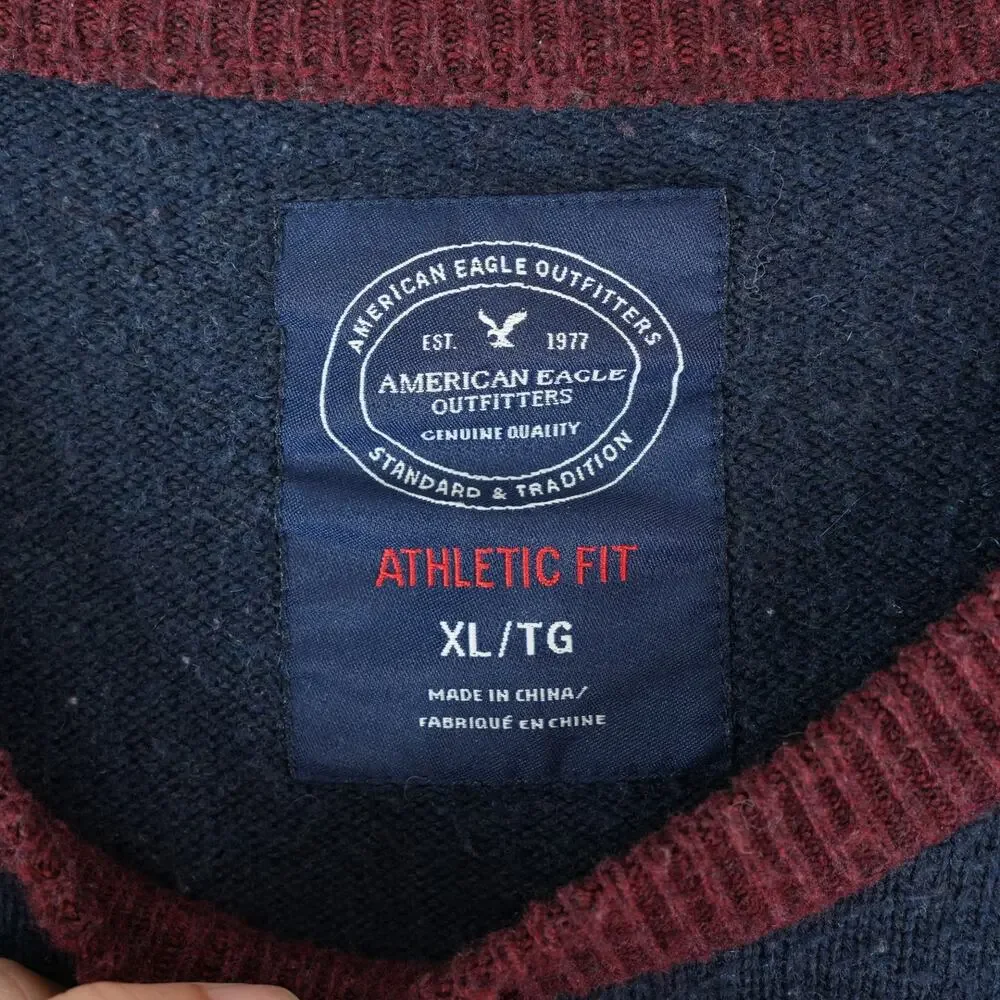 American Eagle Sweater Mens XL Athletic Fit Striped Wool‎ Blend Cozy Gorpcore